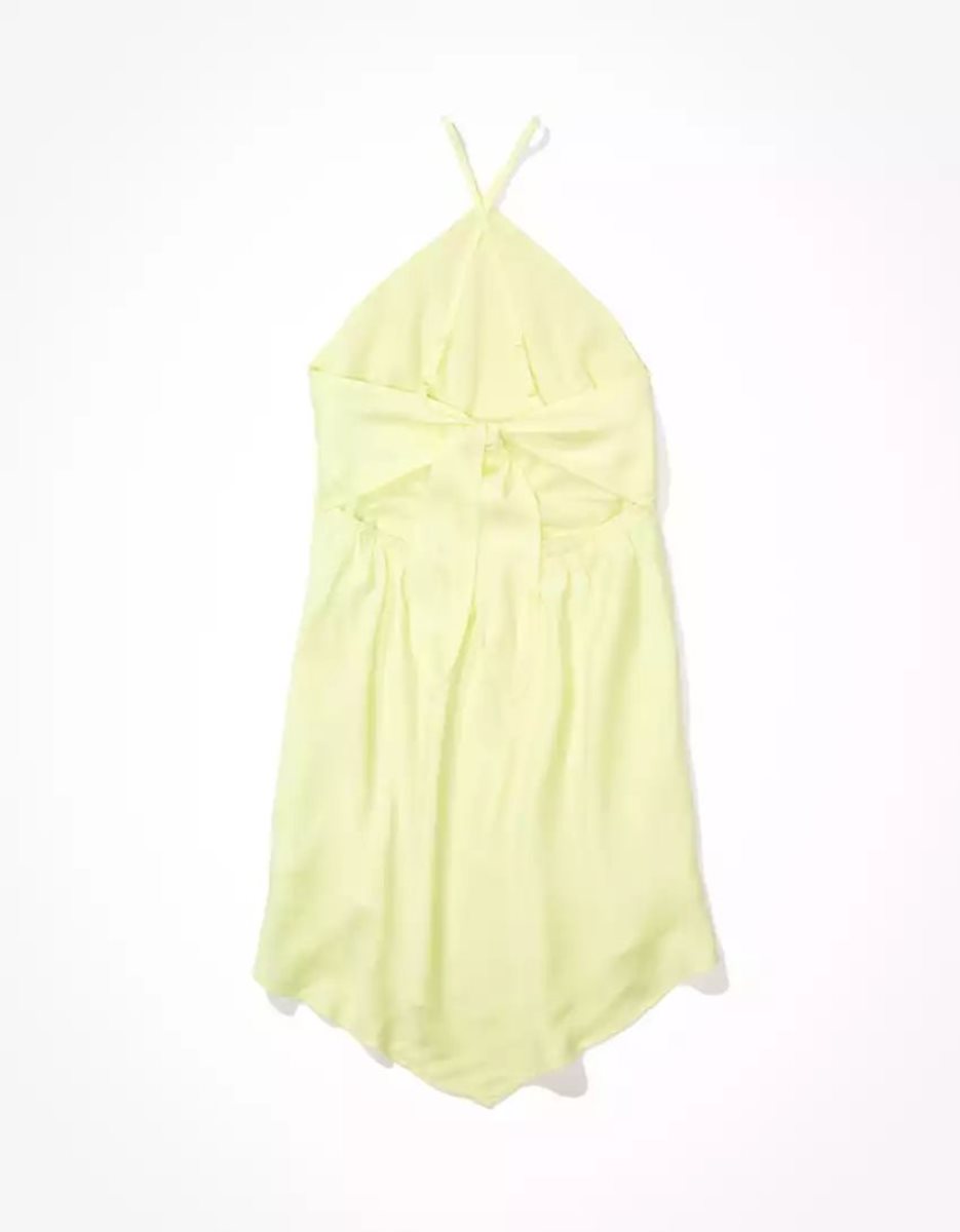 Mini Robe American Eagle AE Silky Halter Jaune Femme | IGU-05162607